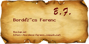 Bordács Ferenc névjegykártya