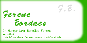 ferenc bordacs business card