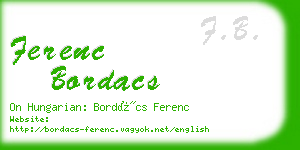 ferenc bordacs business card